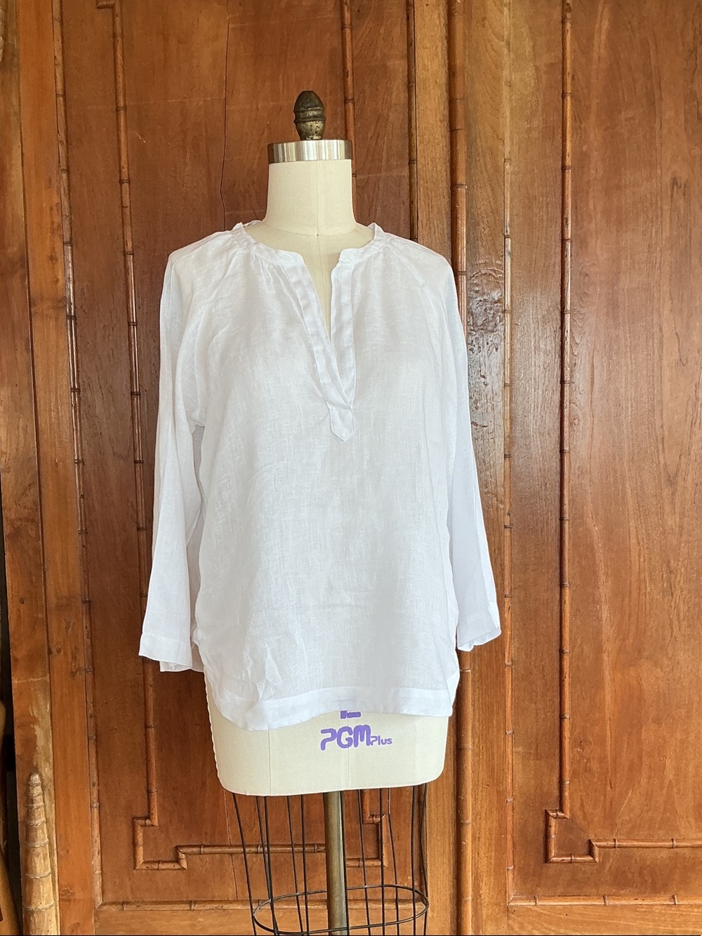 CP Shades White Linen Split-Neck Tunic